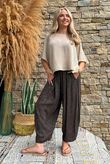 Kiti Paisley Damask 7/8 Barrel Leg Pant Coffee Bean